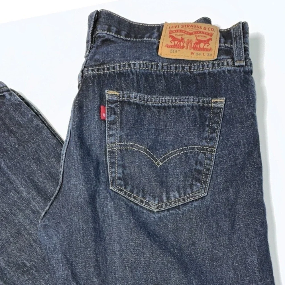 Levis 514 Jeans‎ Mens 34x34 Blue Denim Straight Leg Classic 5 Pocket R Tab Rare